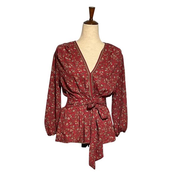 Max Studio Women's Tie Front Crepe Blouse - Picture 2 of 10